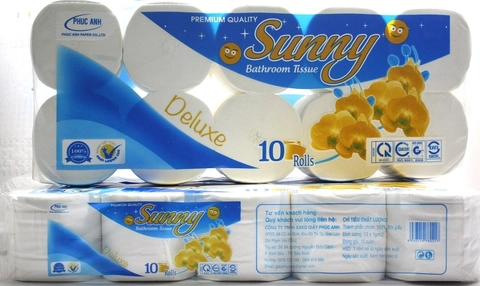Khăn giấy vệ sinh cao cấp Phúc Anh Sunny Lan xanh 10 Cuộn nhỏ